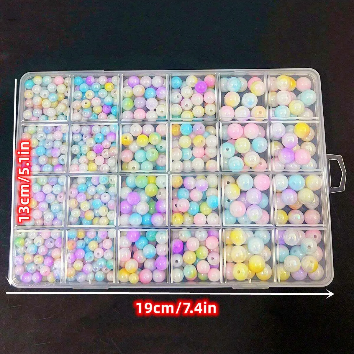 800pcs/24 grid set box 6mm/8mm/10mm cute AB color acrylic beads in various sizes  make couple bracelets DIY jewelry accessories view 4