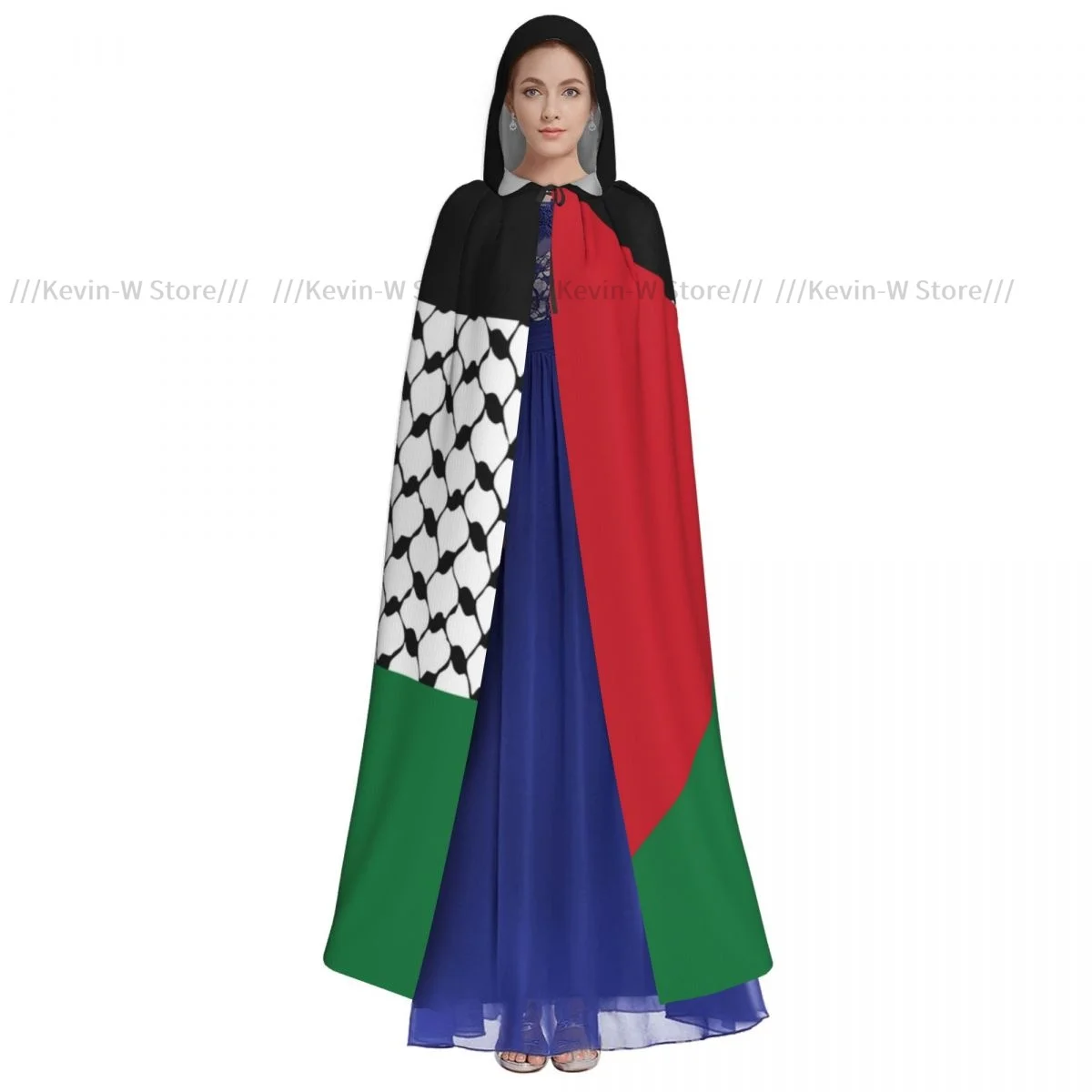 Unisex Adult Palestine Flag Cloak with Hood Long Witch Costume Cosplay