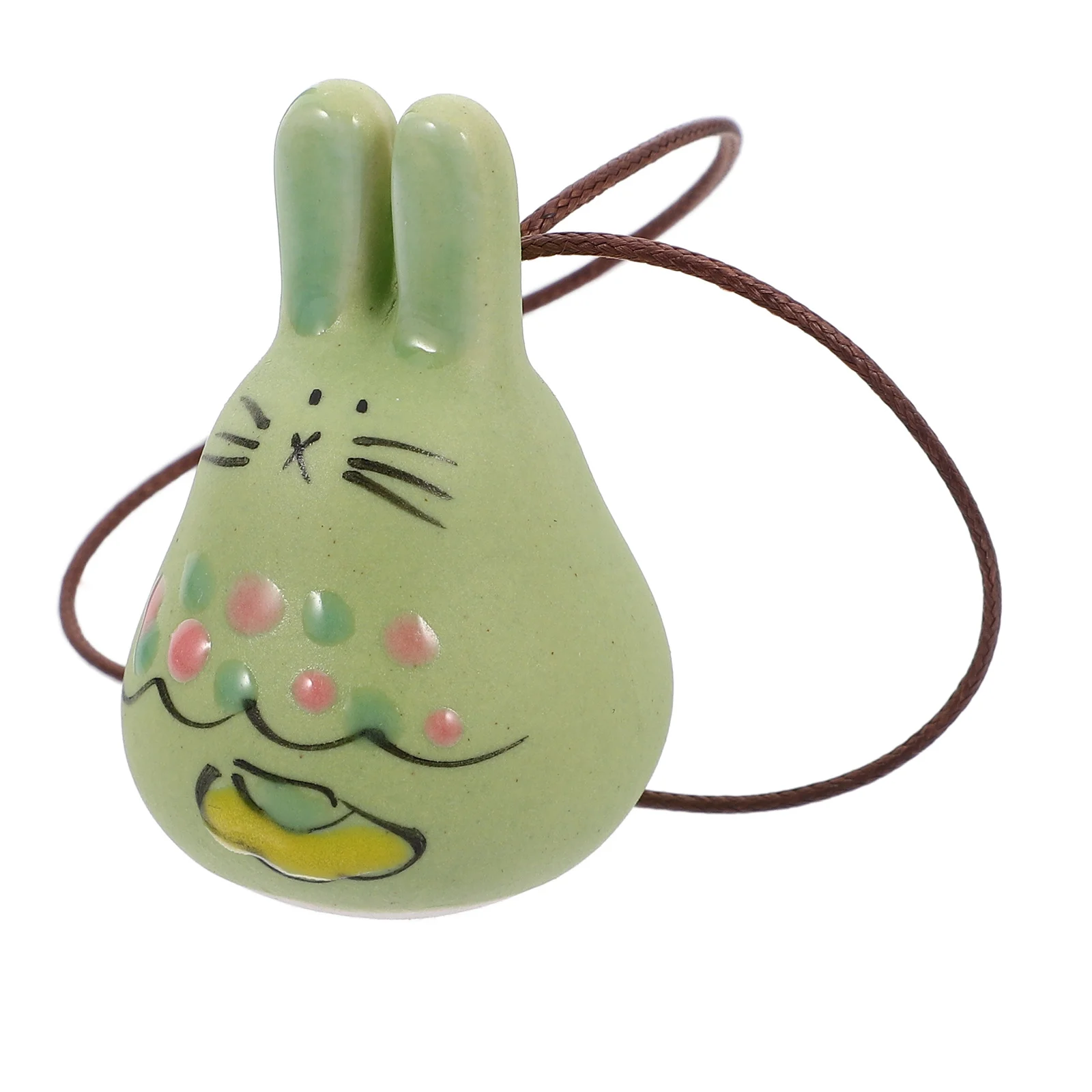 

Ceramic Hand Painted Rabbit Wind Chimes Dark Green Nordic Hanging Decoration for Room Garden Door Home Sweet Sound Gift
