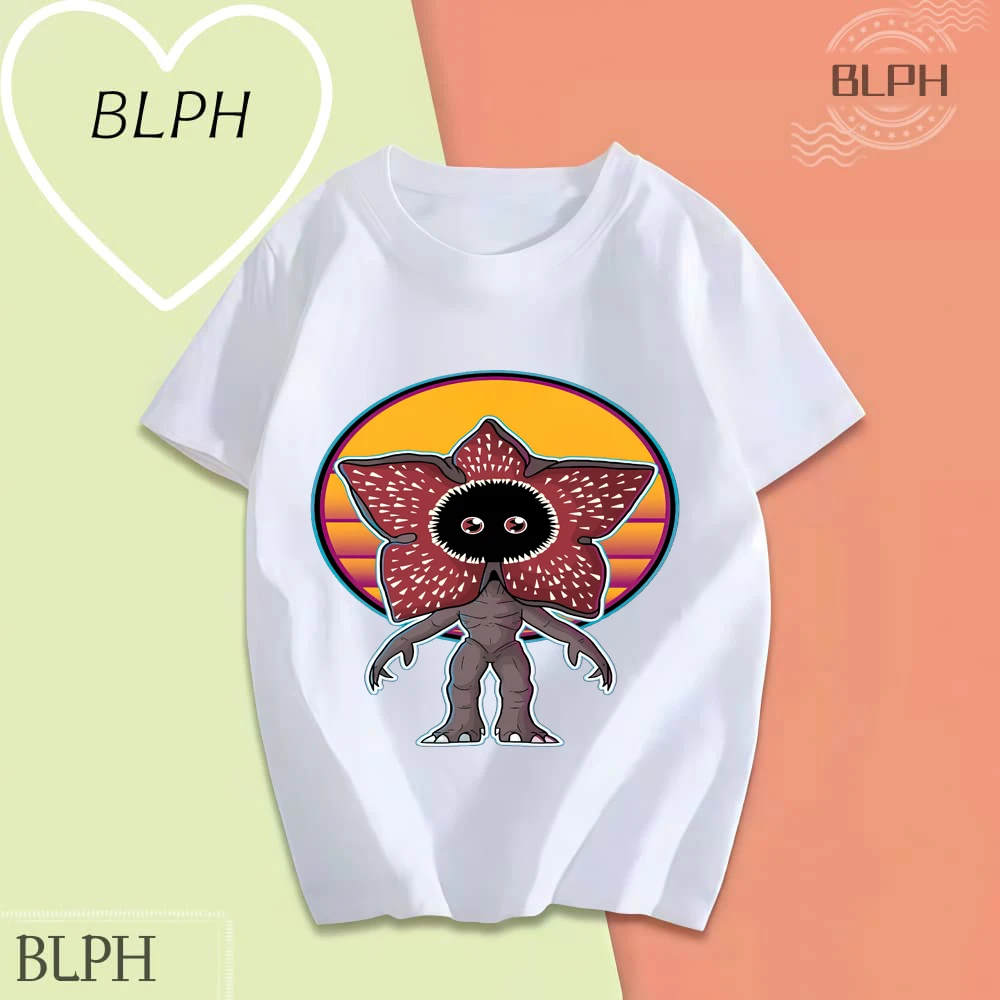 Camiseta de algodón con diseño de Demogorgon de Stranger Things, estilo retro, atardecer, conjuntos a juego para la familia, camisetas para parejas, hombres, mujeres y niños