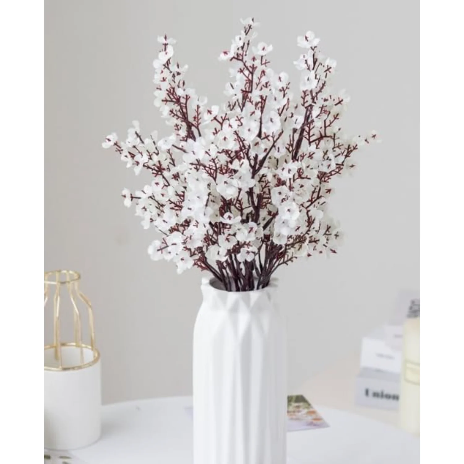 Petals for Weddings   Flower Dried Bouquets Wedding Restaurant Decoration Office Party Wedding Artificial Mum Plants (White, One