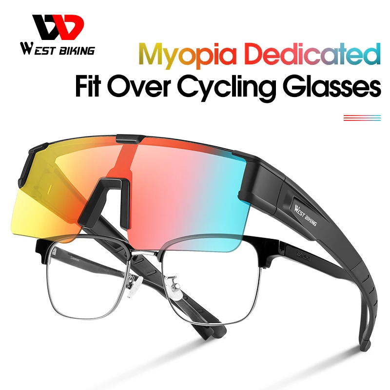 WEST BIKING Photochromic Cycling Glasses Fit Over Myopic Sunglasses UV 400 Polarized Fishing Bike Goggles Cool Aesthetic Eyewear