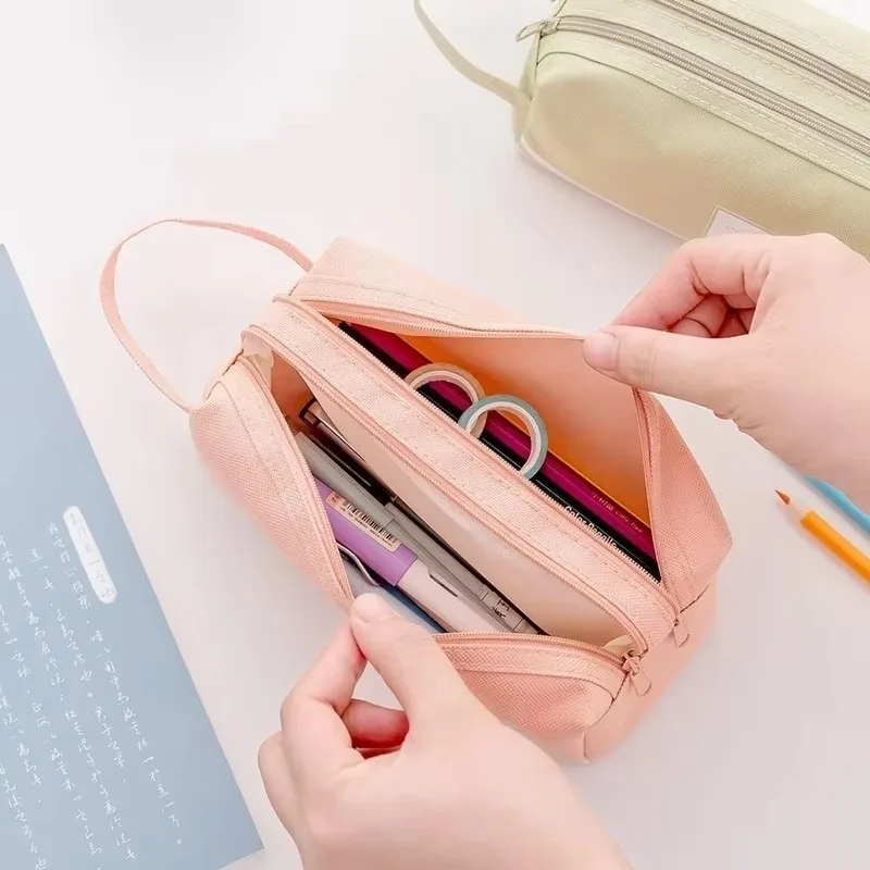2026 Portable Large‑Capacity Pencil Pouch Cute Multi‑purpose Pen Bag Student School Office Stationery & Travel Makeup Organizer