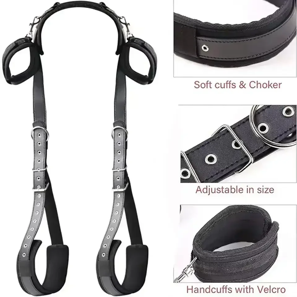 BDSM Sex Handcuffs Restraints Open Leg Ankle Cuffs SM Bondage Harness Bed Bandage Straps Slave Sex Toy Erotic Accessories Kits view 2