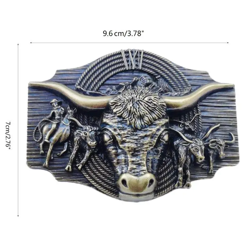 652B مشبك حزام رأس الثور مشبك حزام رعاة البقر الغربي، مشبك حزام منحوت بنمط الثور لملحقات الحزام #6