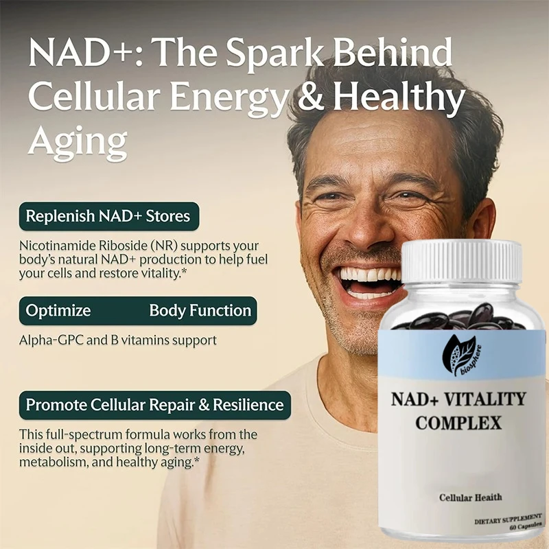 Vitality Complex with Nicotinamide Nucleoside (NR) TMG Methylation Support Cellular Health Aging 60 Capsules per Bottle