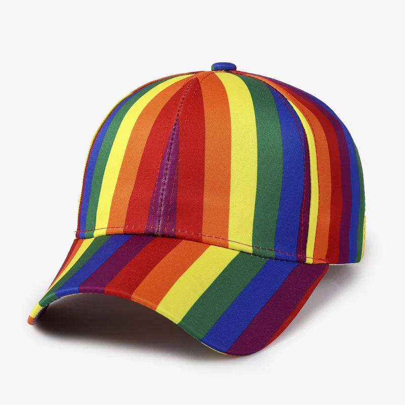 Cross-border Rainbow Striped Baseball Cap Embroidered Label Unisex Versatile Outdoor Cap Dropshipping