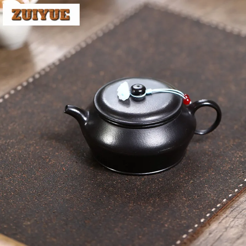 Tetera de arcilla púrpura Yixing auténtica de 180ml, tetera Shu hecha a mano para hombre negro, mineral crudo, hervidor de barro Zhu, tetera de Zisha, suministros para bebidas Cha