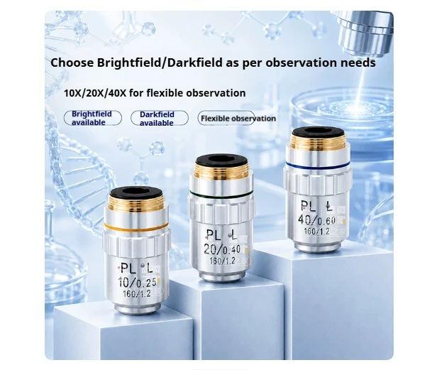 PLL PHP 10X 25X 40X 195 Long Working Distance Phase Contrast Objective Lens Parfocal Distance 45mm Biological Inverted Objective