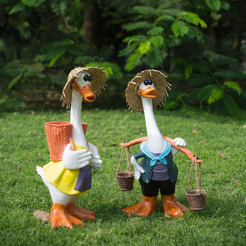 Outdoor Gardening Decoration Resin Crafts Cartoon Duck Animal