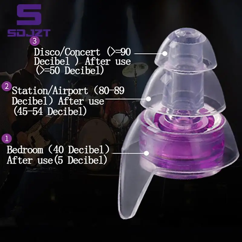 1 Pair Soft Silicone Noise Cancelling Ear Plugs For Sleeping Concert Hearsafe Earplugs