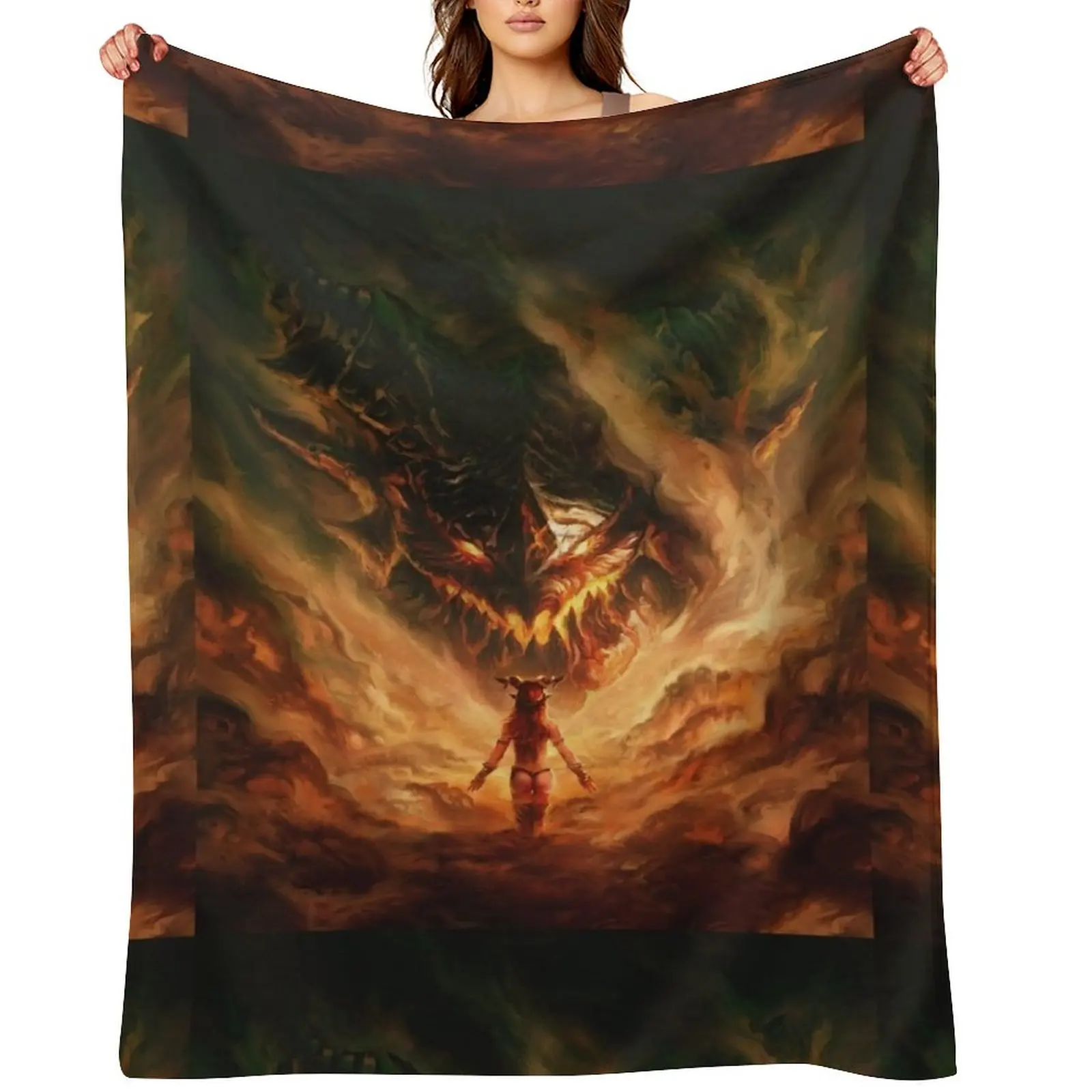 Alexstrazsa vs Deathwing Throw Blanket Thermal Plush Single Furry Blankets