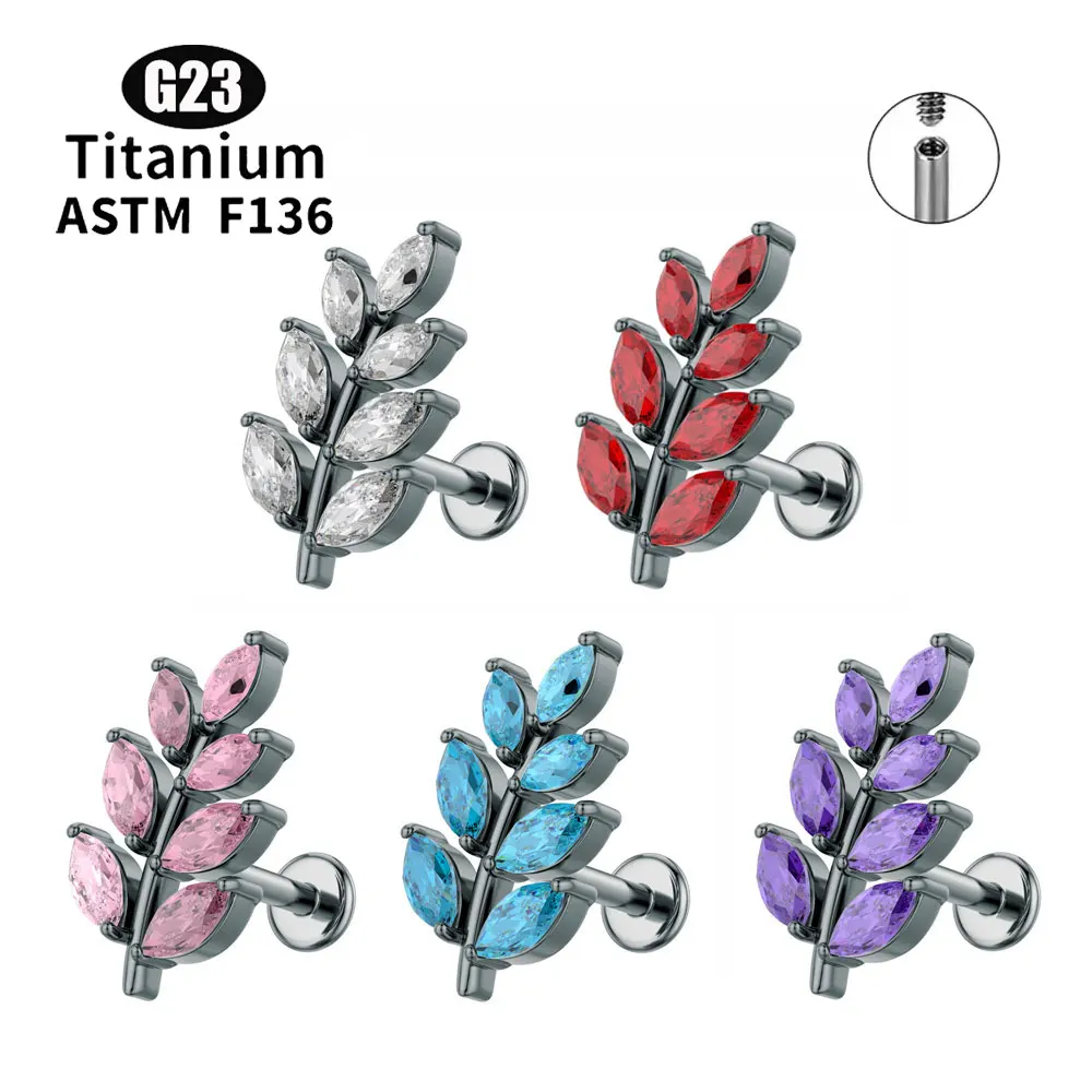 ASTM F136 TItanium Internally Threaded 5A Cartilage Labret Helix FLat Back Earrings G23 Body Piercing Jewelry