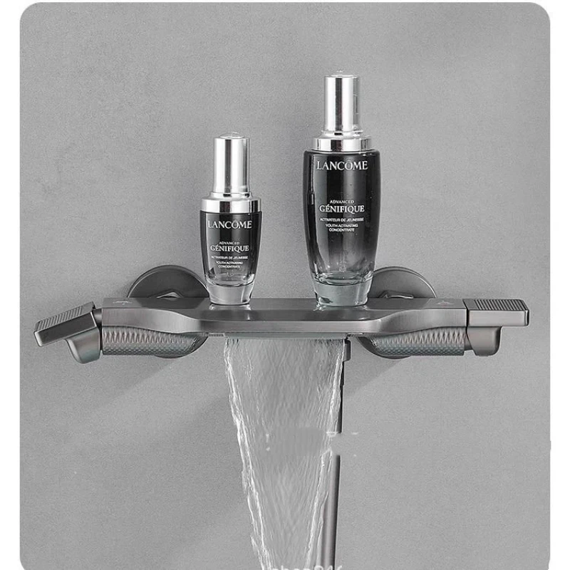Solid Brass Triple Handle Tub Shower Faucet Hot/Cold Mixing Valve with Shower Head Kit, All-Brass Bathroom Fixture