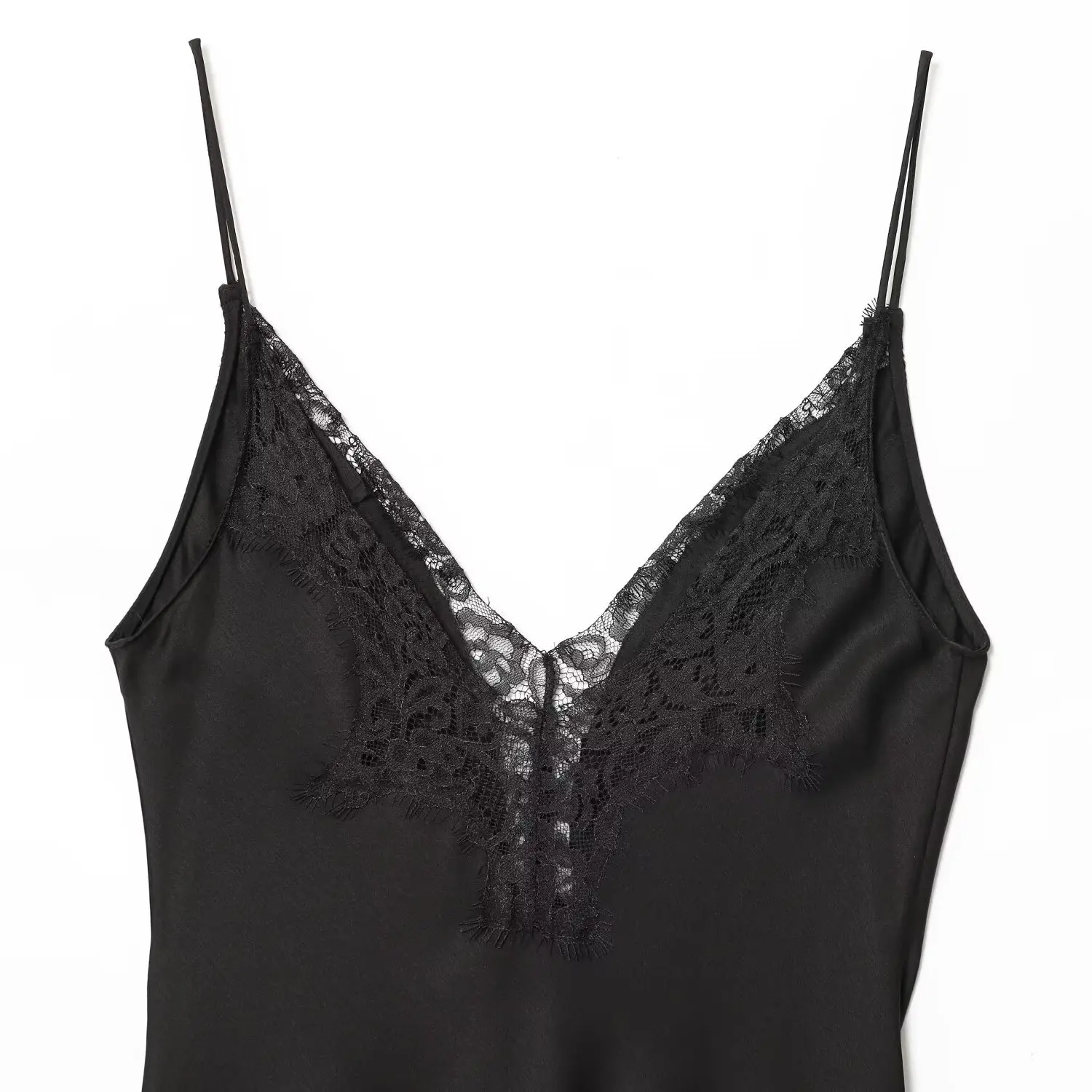 Ele longue dentelle garniture soie Satin sensation sangle Dr robe de soirée pour les femmes H Version No Sve tenue décontracté Polyester tissu