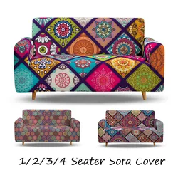 Elastic Sofa Cover for Living Room Stretch Mandala Printed Couch Cover Bohemian Non-Slip Sofa Slipcover Protector 1/2/3/4 Seater