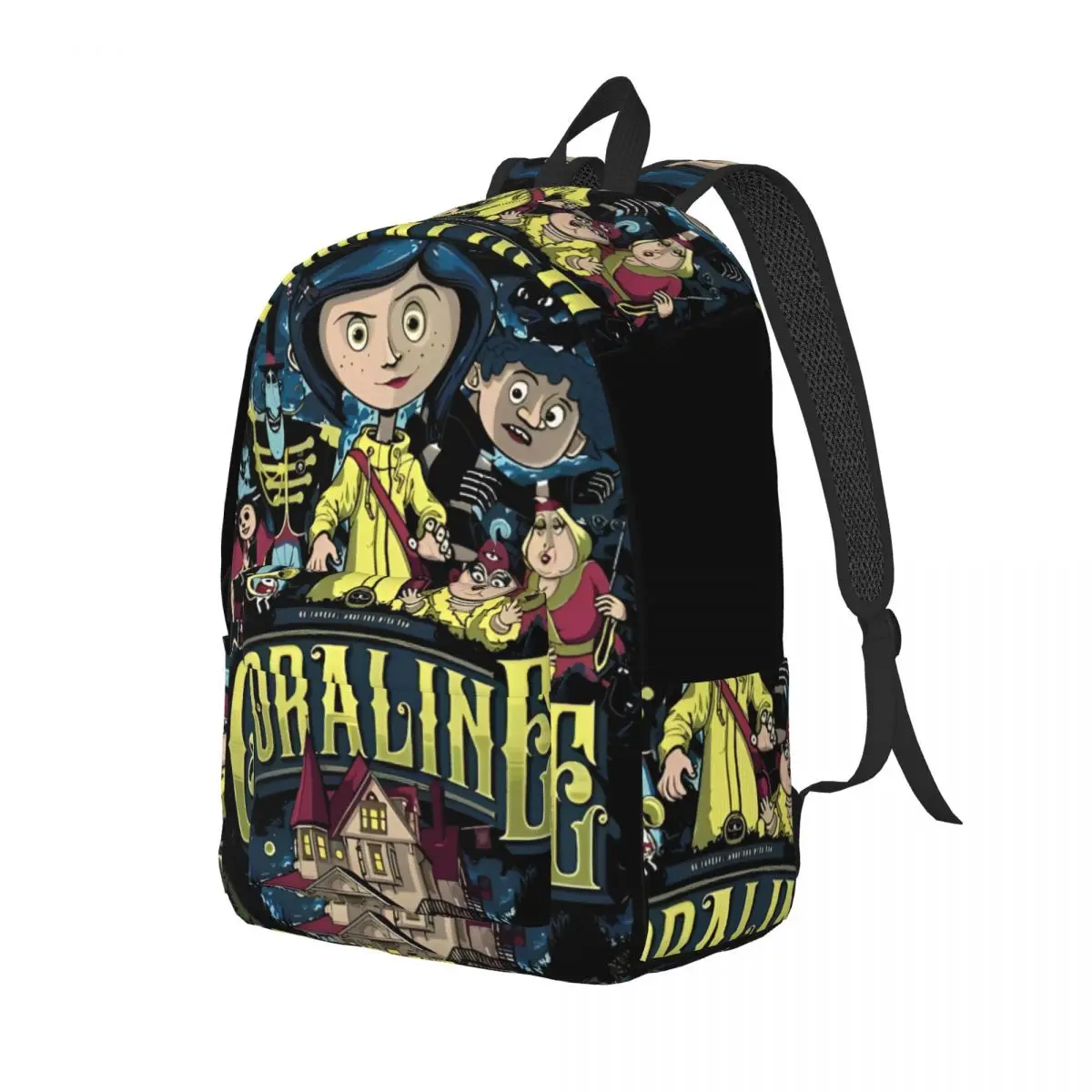 Coralines Jones Movie Backpack for Men Women Casual High School Business Daypack Fantasy Animation Laptop Shoulder Bag Gift