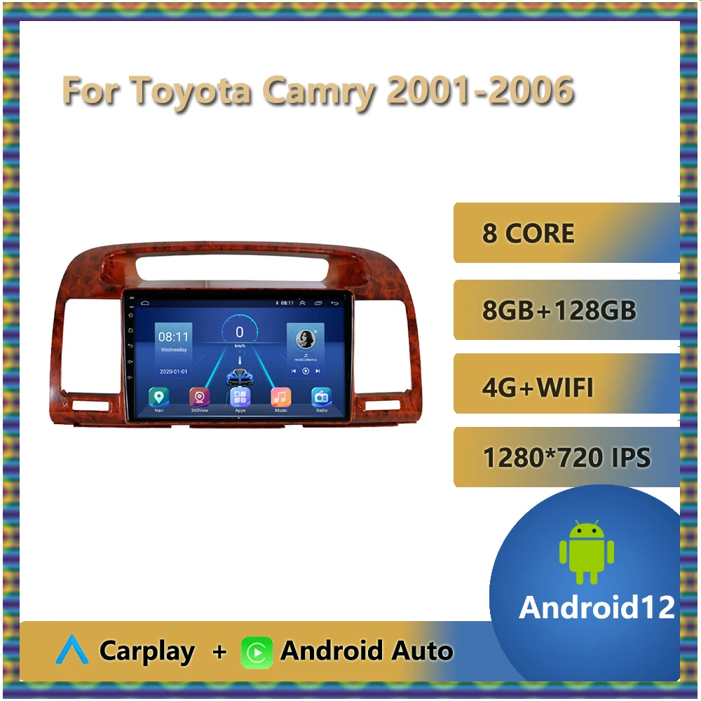 

Android 12 Car Radio For Toyota Camry 2001-2006 No DVD 9inch 2K Multimedia Player with 4G Carplay DSP & 2Din GPS Navigation WIFI