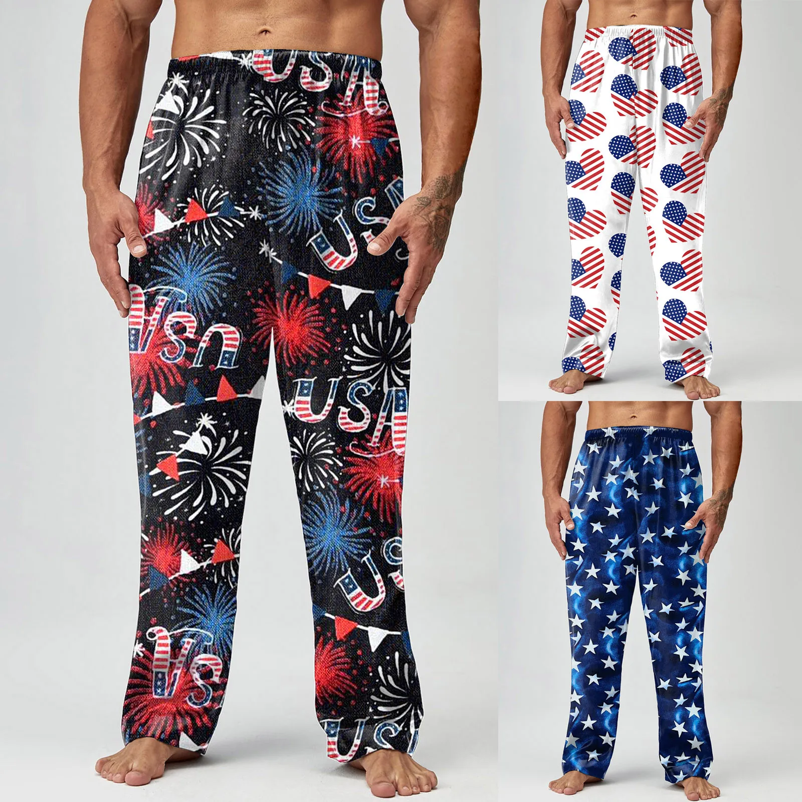 

Men's Fashionable Printed Pattern Pajama Pants Costume Casual Festival Relatively Loose Sports Home Wear Pants For Men 2024
