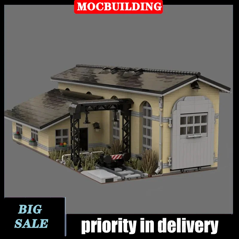 MOC City Locomotive Shed Model Building Block Assembly Train Railway House Building Collection Toy Gifts