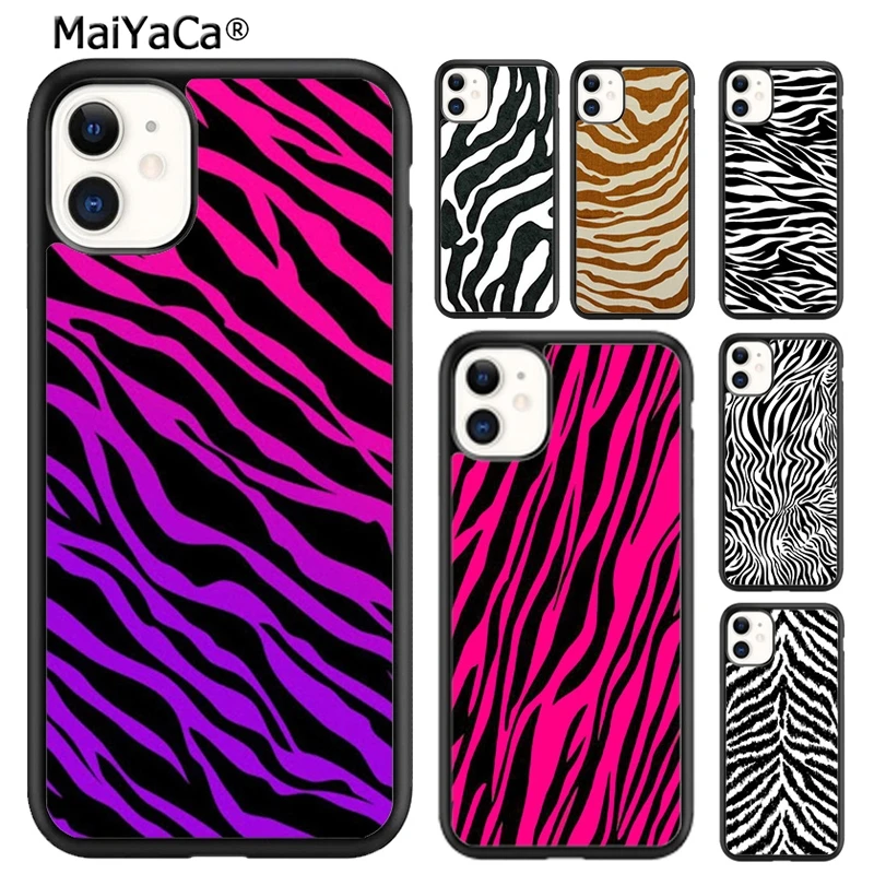 MaiYaCa zebra print clip art silicone soft side Phone Case For iPhone 16 15 14 plus XR XS 11 12 13 pro max Cover coque