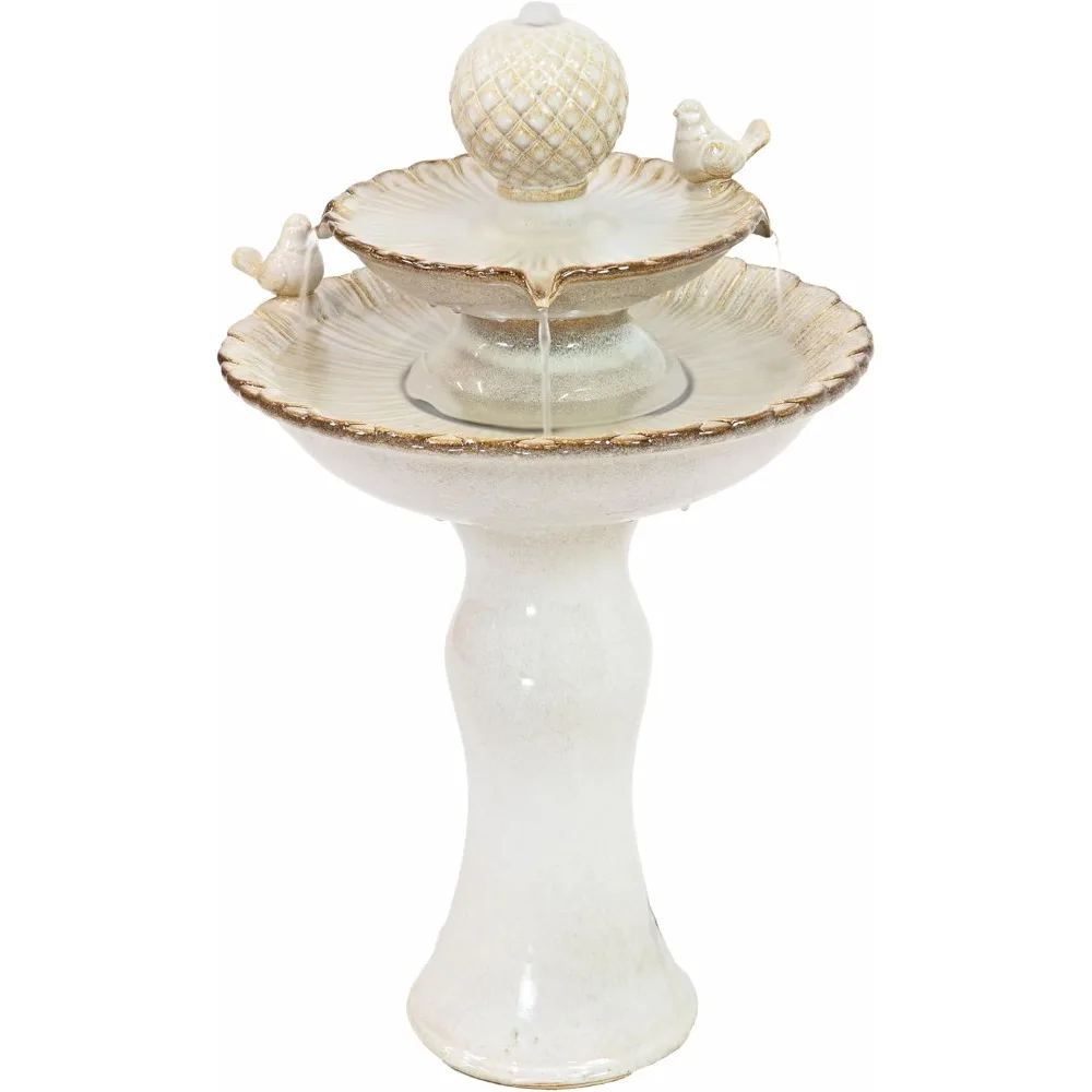 

27-дюймовый 2-уровневый керамический фонтан для воды — уличная функция воды для патио, двора, балкона — садовый фонтан