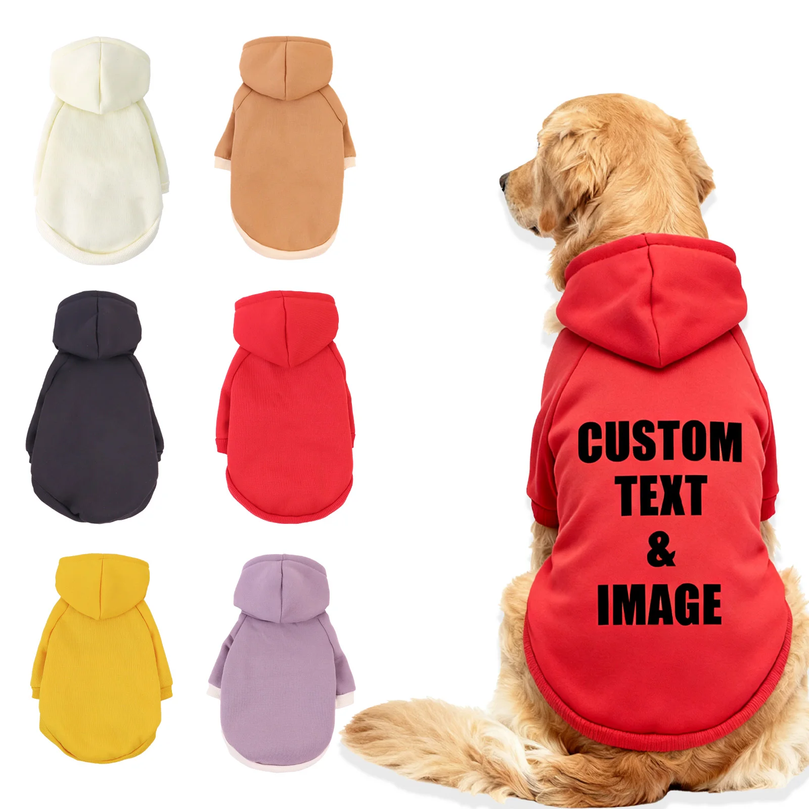 

Customized pet hooded sweatshirt Cats & Dogs Winter Warm Clothes Large-sized Dog Clothing Teddy Golden Retriever All Cats