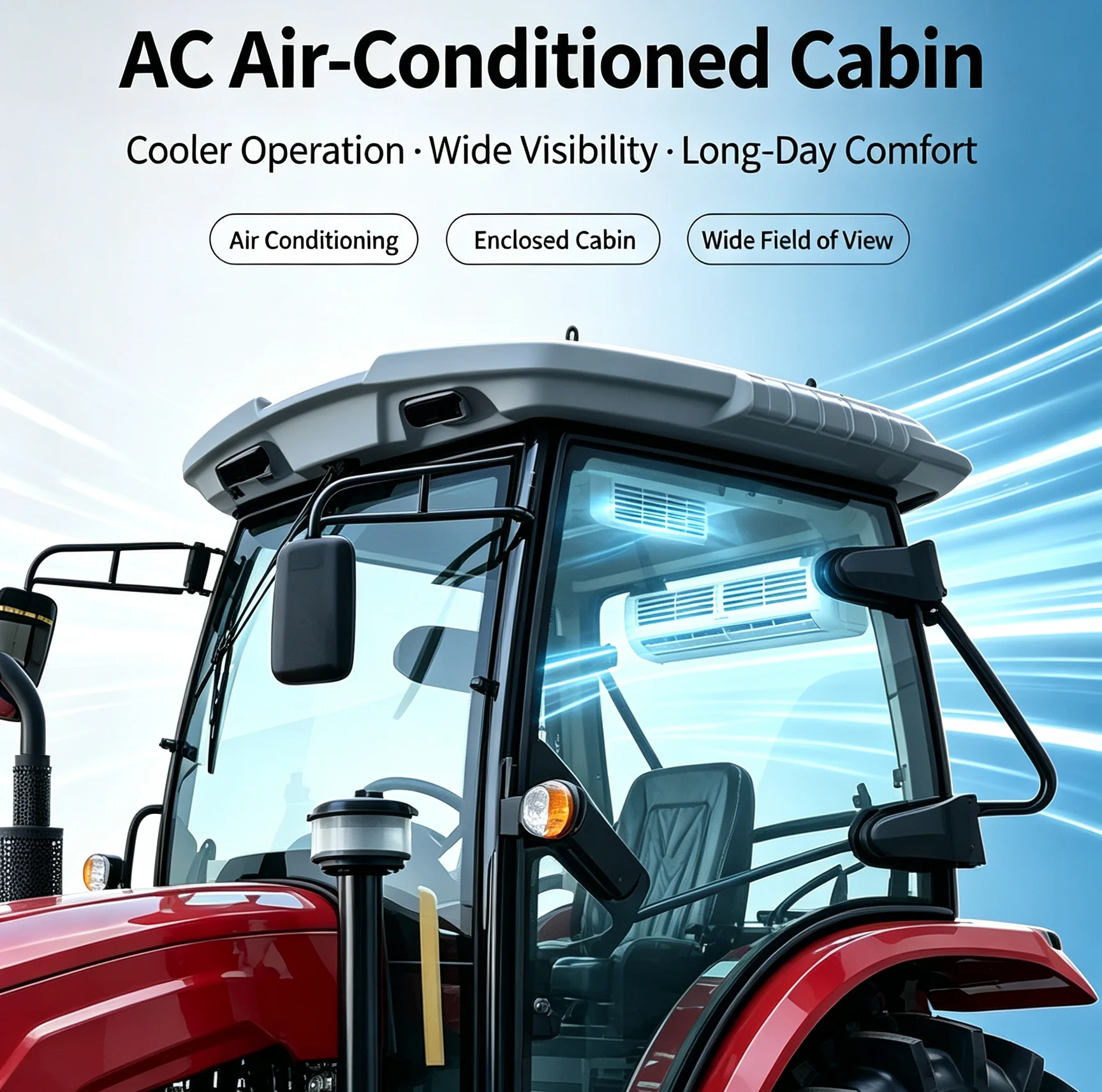 -For 80HP 4WD Farm Tractor with 4 Cylinder Engine and Double-Stage Clutch for Efficient Agricultural Field Work*