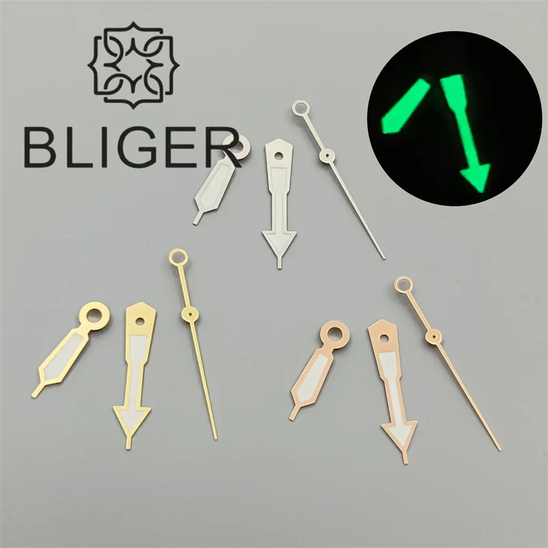 BLIGER Movement Watch Hands For NH35 NH36 NH34 NH70 NH72 Automatic Movement Silver Gold Rose Gold Watch Needles C3 Green Luminou