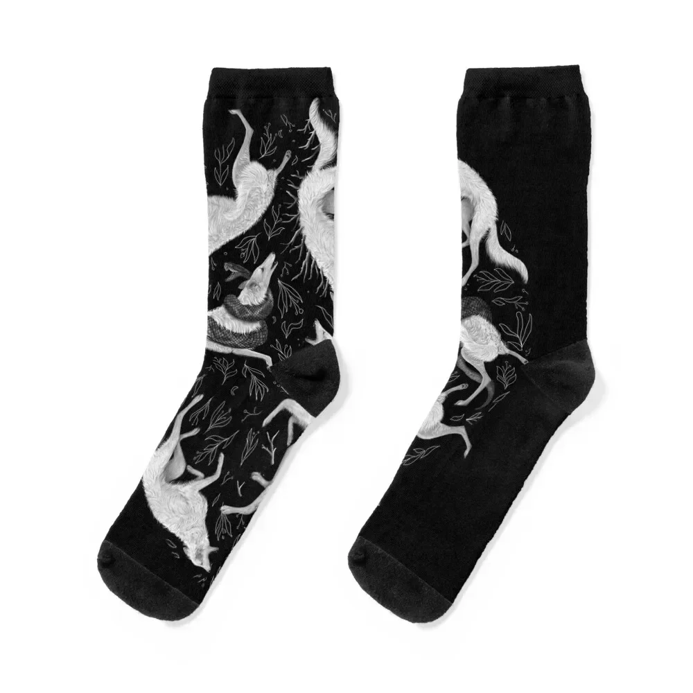 Borzoi Black and White Drawing Socks custom sports summer Running Mens Socks Women's