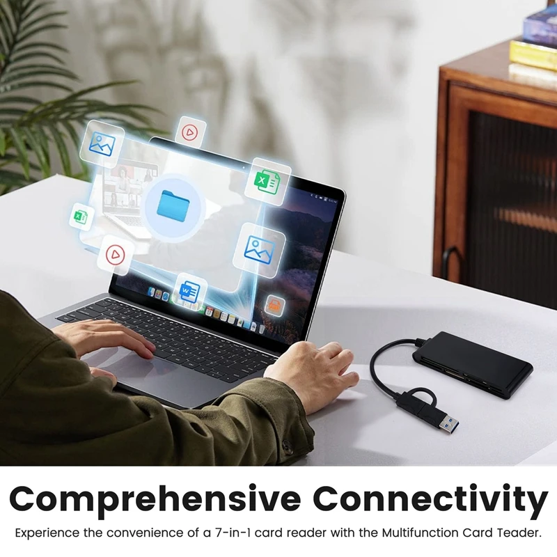 قارئ بطاقات متعدد الوظائف 7 في 1 USB 3.0 Type-C CF/XD/MS/SD/TF لنظام التشغيل Windows Vista/XP/7/8/10/، Linux، Os