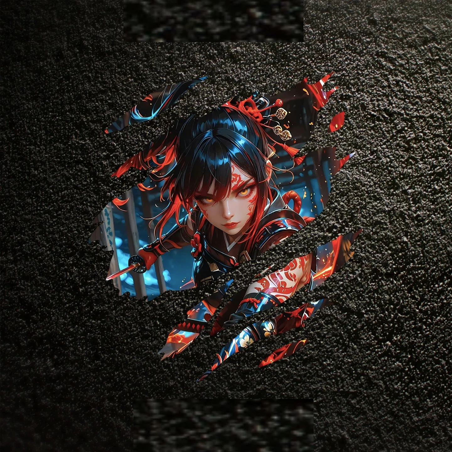 Cyberpunk Anime Girl Claw Scratch Vinyl Sticker, Sci-Fi Decal for Car Window Motorcycle Laptop view 6