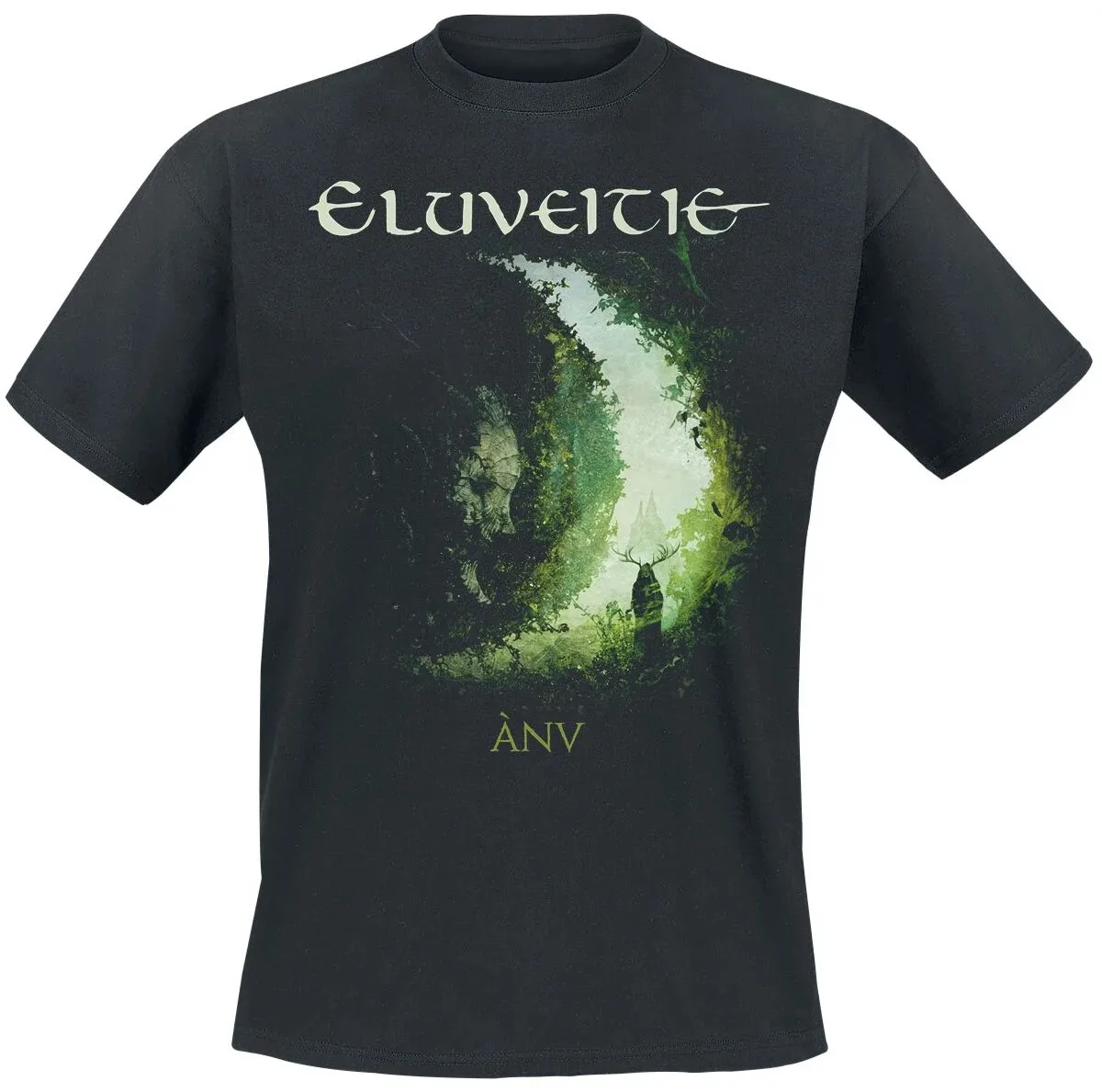 Eluveitie Raven Celtic Ornament Print Black Cotton T-shirt Men Women Folk Metal Unisex Tee