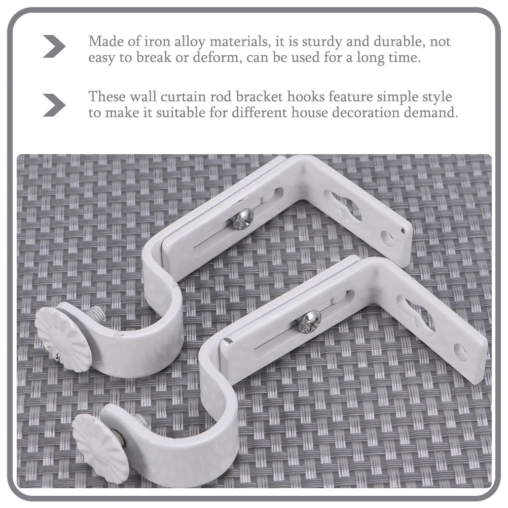 

2 Pairs Curtain Rod Bracket Heavy Duty Rust Proof Adjustable Wall Mount Brackets Iron Material Suitable Decor Styles