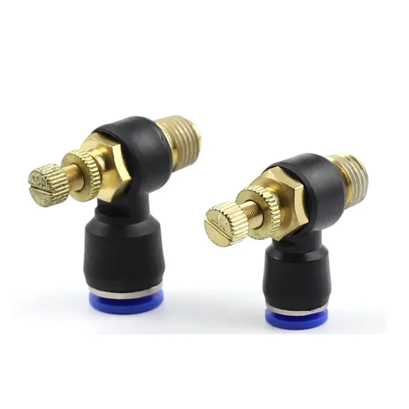 20/50/100PCS SL Series Brass One Way Adjustable Flow Control Valve 90 Degree G1/8 Push In OD 4-12mm Pneumatic Speed Regulator