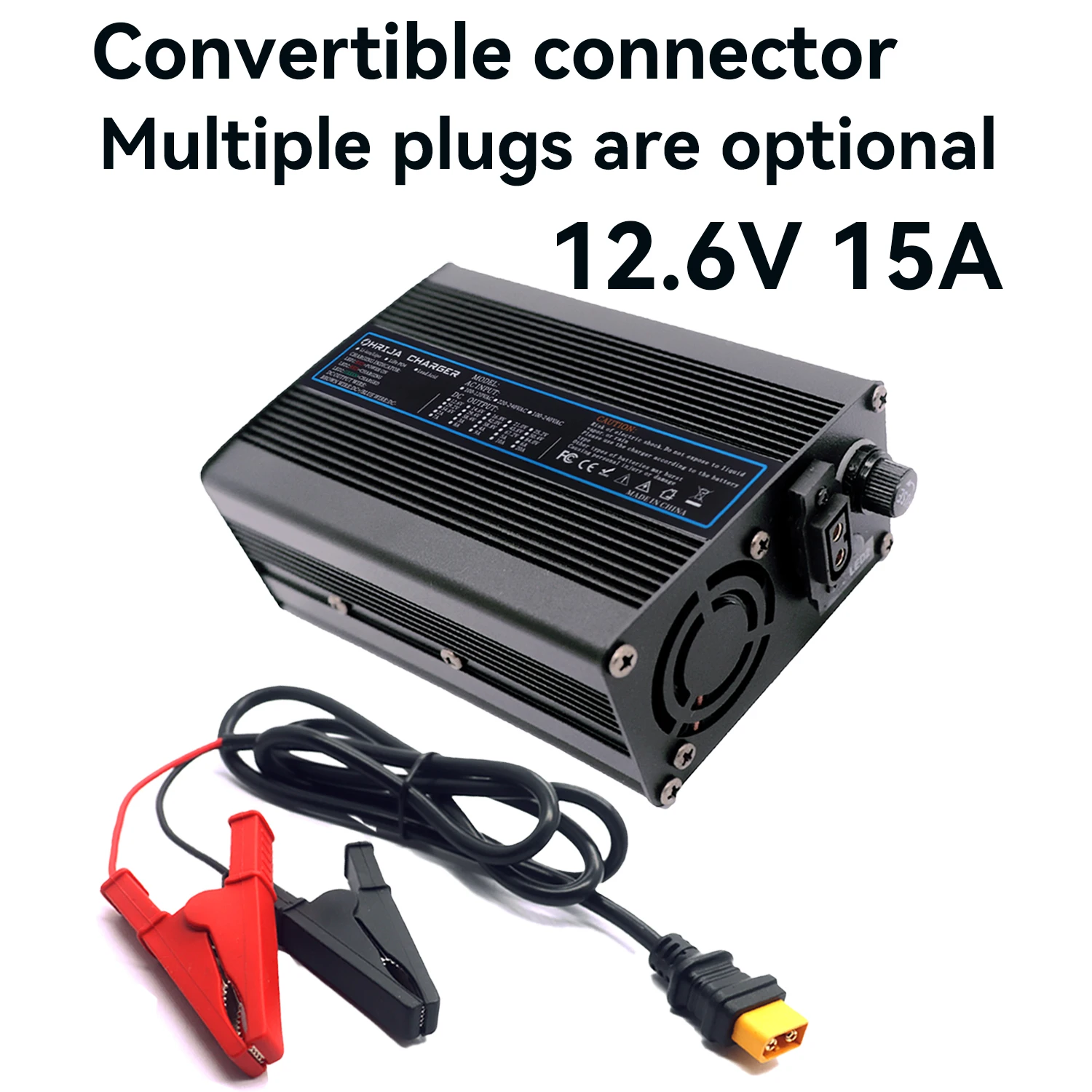

OHRIJA 12.6V 15A charger quick aluminum shell suitable for 3S 11.1V Li-ion Battery Charger detachable connector plug is optional