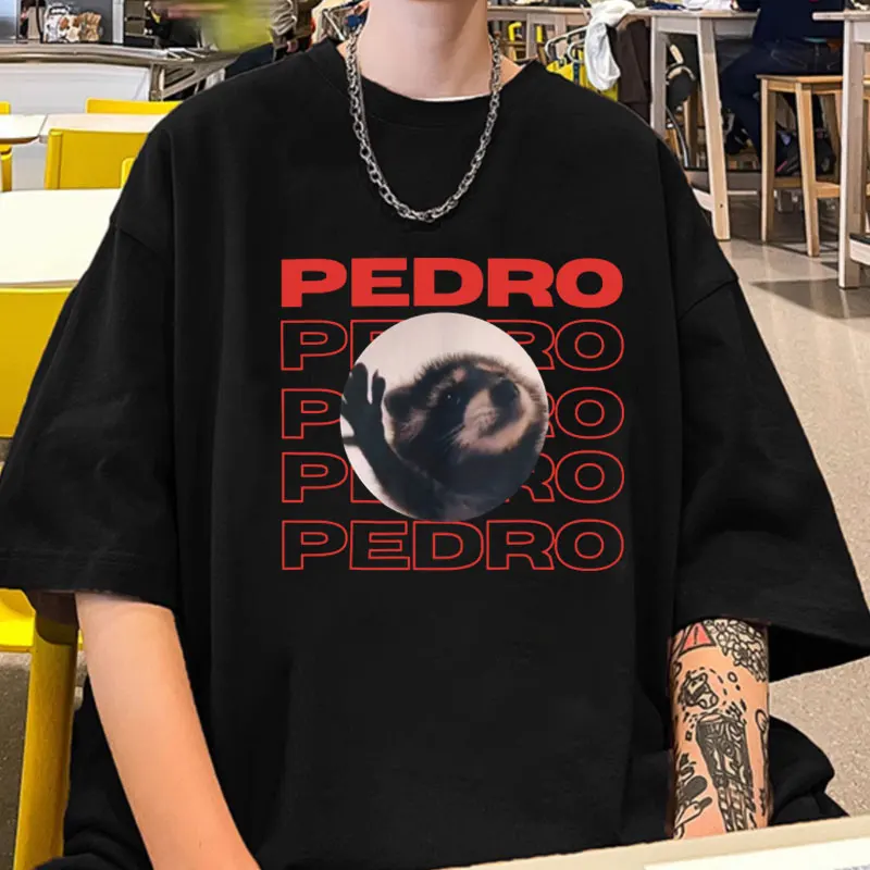 

T-Shirt Pedro Pedro Dancing Raccoon Funny Raccoon Trendy Aesthetic Short Sleeve T Shirt Men Women's Oversized Cotton T-shirts