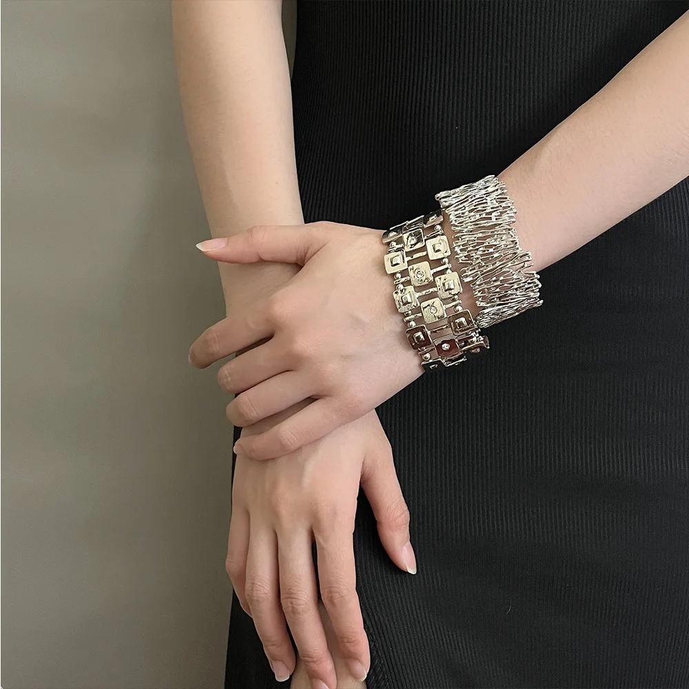 

Geometric Stretchy Rhinestone Wide Bracelet Arm Ring Trendy Accessory for Women Instagram Korean Blogger Style