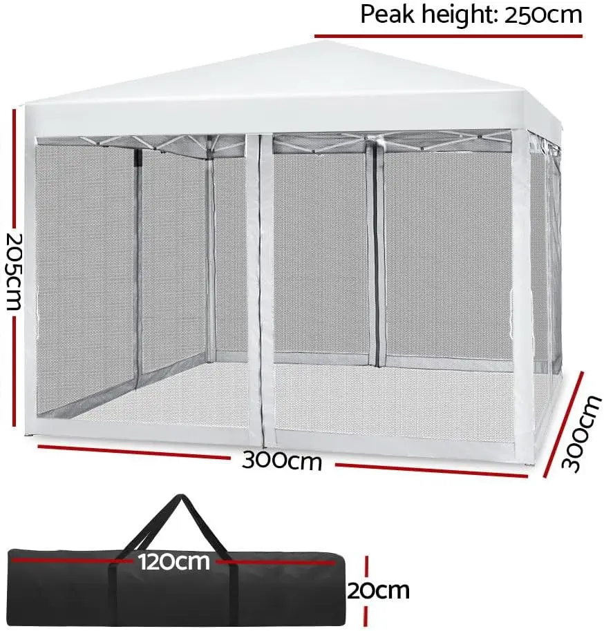3x3 سرادق الأبيض أكشاك، المنبثقة أكشاك التخييم خيمة قابلة للطي قماش القنب حديقة في الهواء الطلق حفل زفاف المظلة فناء Carport، المياه Resi