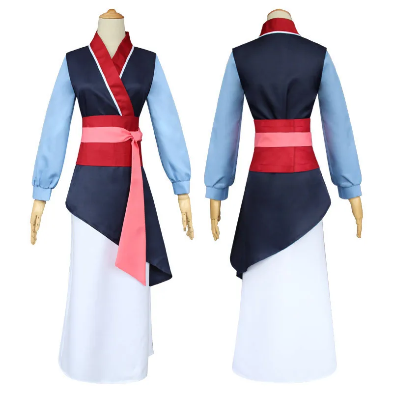 ムーランのコスプレ衣装-女性用伝統的な中国漢服スタイルのドレス、ハロウィンやアニメコンベンション用の映画キャラクター衣装