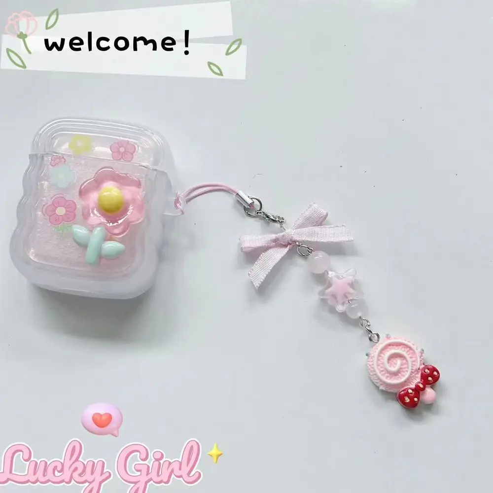 Girlish Ice Cream Mobile Phone Lanyard Folk Spoon Phone Charms Food Phone Chain Beaded Kawaii Phone Strap Earphone Ornament