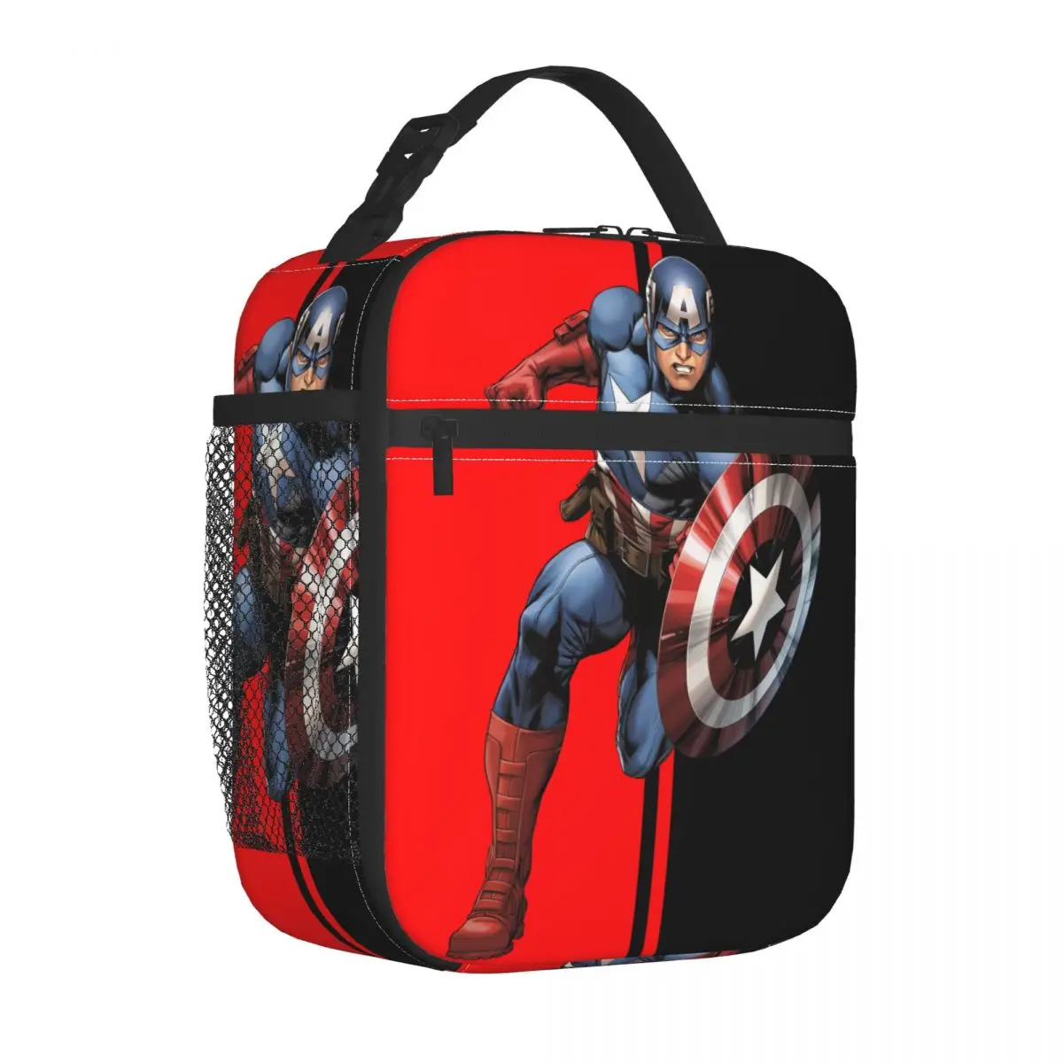 Custom Captain America Resuable Lunch Box Women Waterproof Cooler Thermal Food Insulated Lunch Bag School Children Student