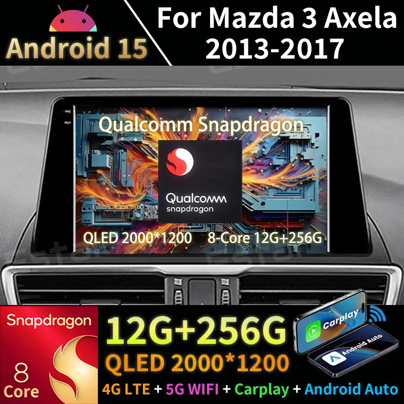Android 15 Car Radio For Mazda 3 Mazda3 3 Axela BM 2013 - 2017 Wireless Carplay Auto GPS Multimedia Player Navi Head Unit Stereo