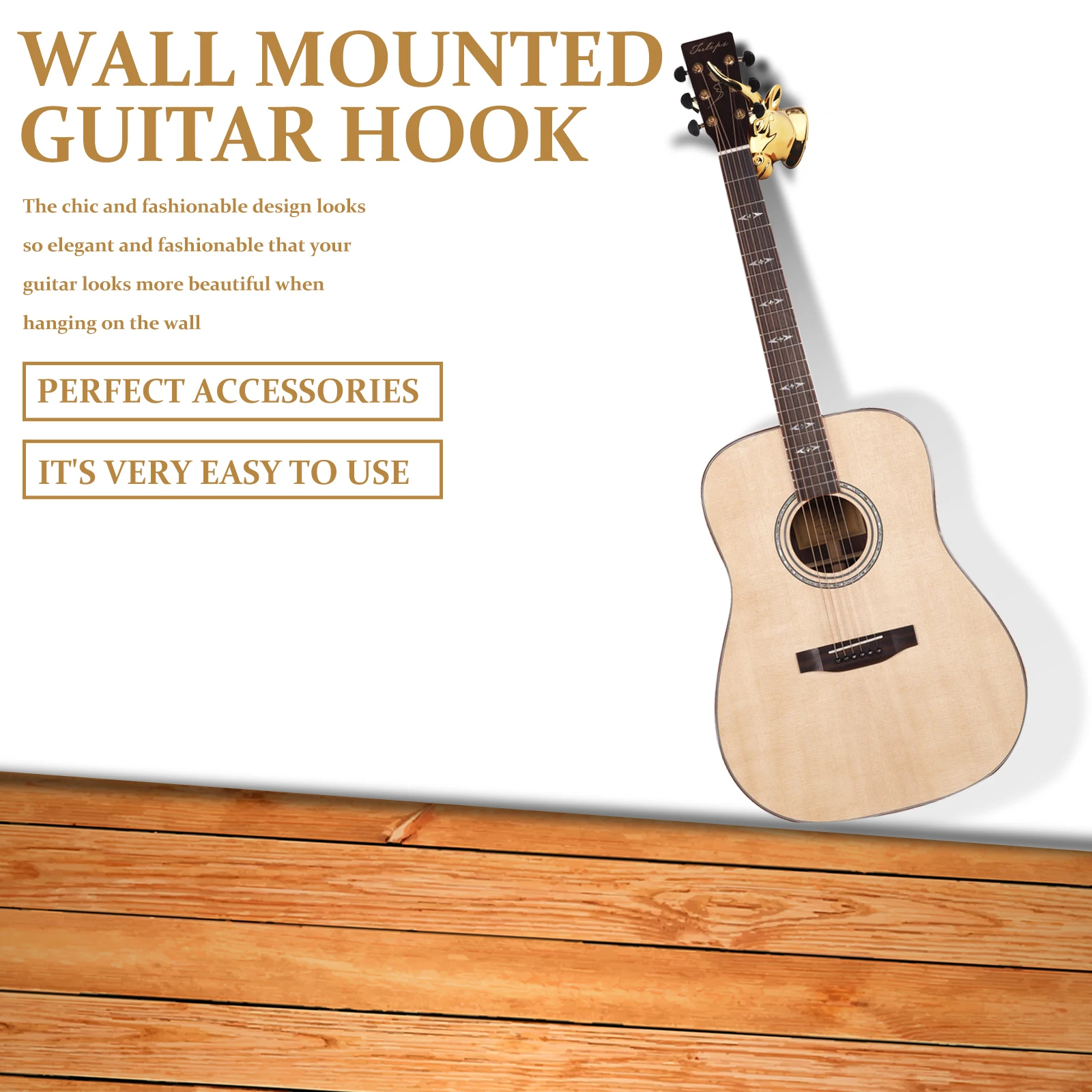 

Guitar Hook Wall Mount Golden⁷ Rack Sturdy Hanger Stand Ukulele Decor Practical Hangers Foldable