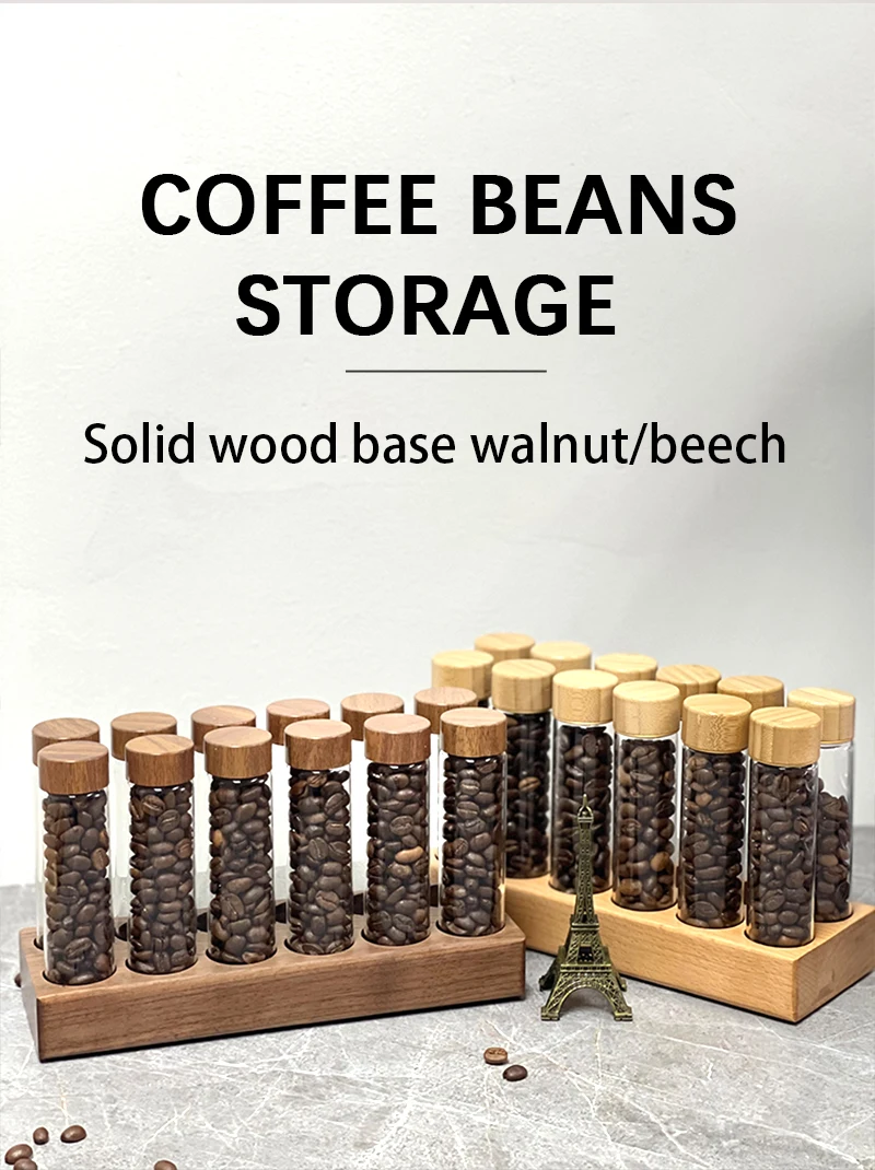 Kaffeebohnen Lagerung Container Rohr Display Rack Tee Flasche Glas Einzelne Dosis Espresso Zubehör Coffeware Set Barista Werkzeug Geschenk – Detail 2