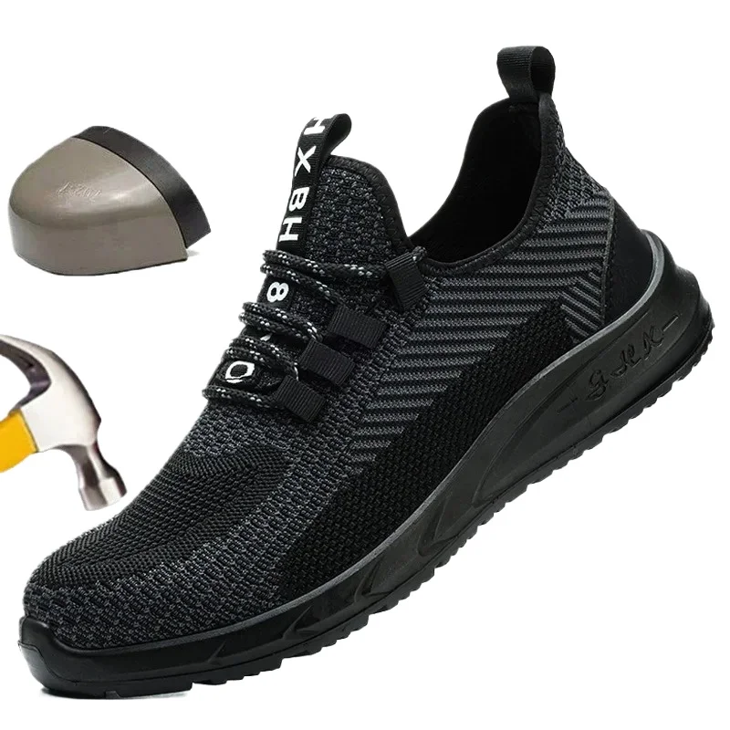 

Новые мужские рабочие ботинки с защитой от ударов, легкие дышащие рабочие кроссовки, неразрушимые защитные ботинки, нескользящая рабочая обувь