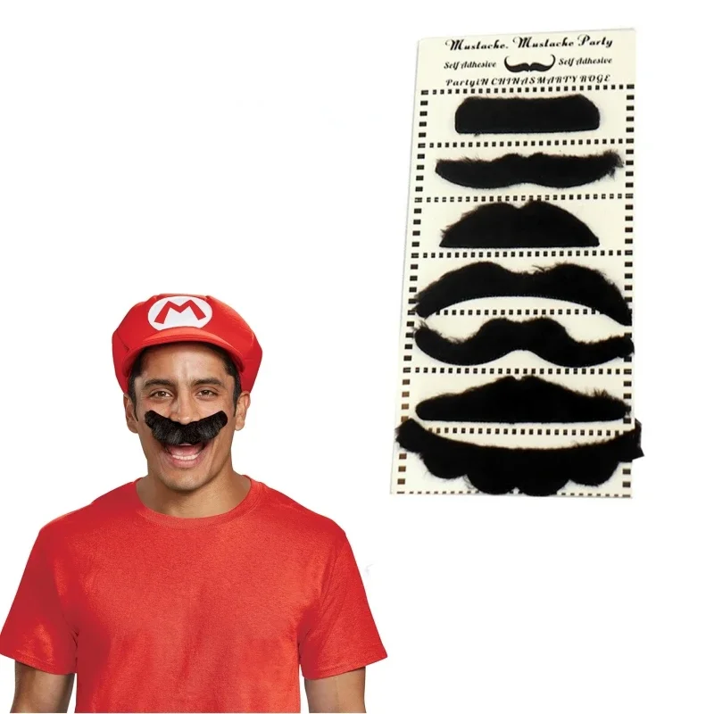 سوبر ماريو بروس تأثيري الشارب الدعائم أنيمي لوازم الحفلات ماريو لويجي اللحية لعب الأطفال 7 قطعة مجموعة أزياء مسرحية