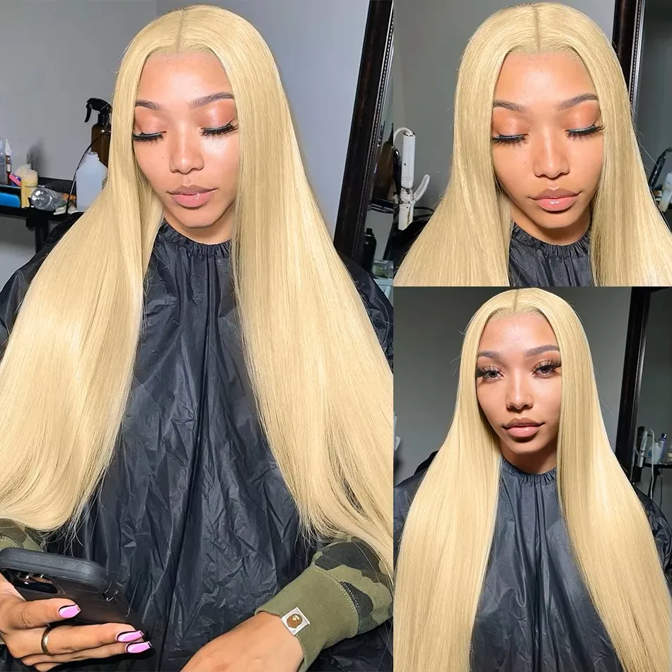 613 Blond Lace Frontal Wig Human Hair Straight 200 Density 13x6 HD Transparent Lace Front Wigs Lace Frontal Wig For Women 13x4