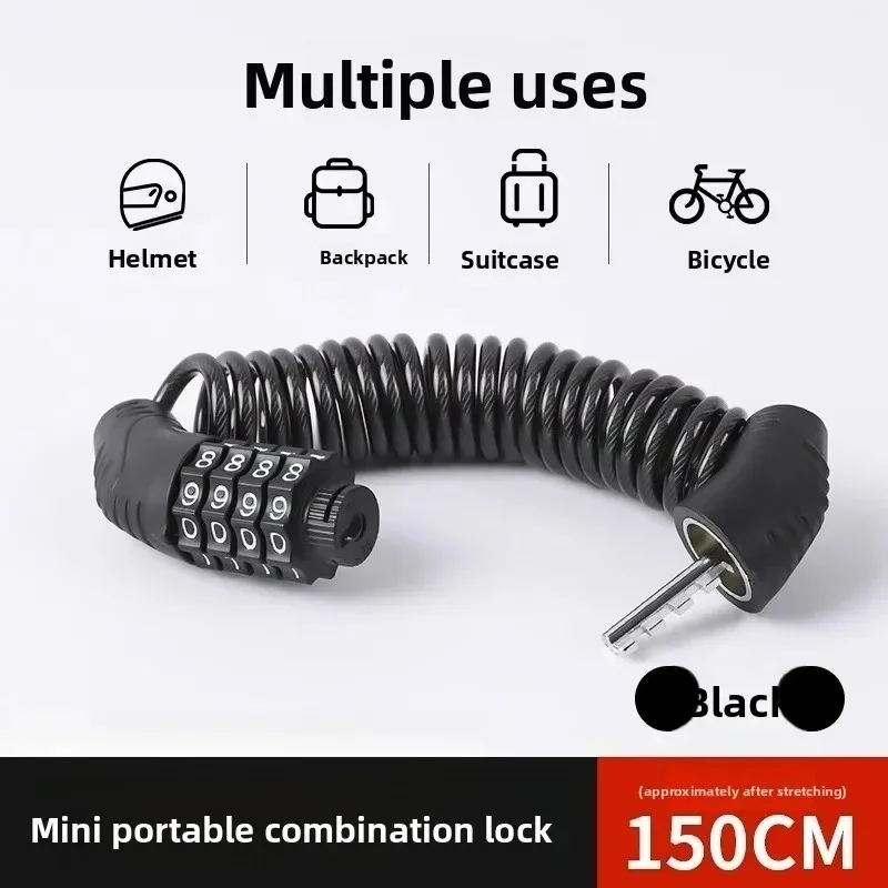 

YHG For 1pcs Mountain Bike Password Helmet Lock Portable Electric Bike Mini Wire Lock Bicycle and Motorcycle Lock