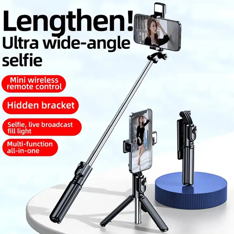 Portable Wireless Bluetooth-Compatible Selfie Stick MobilePhone Holder Handle Retractable Multifunctional Tripod For IOS Android